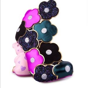 Irregular Choice Multicolor Floral Hippo Heels - Pink, Black, Teal, Purple NIB